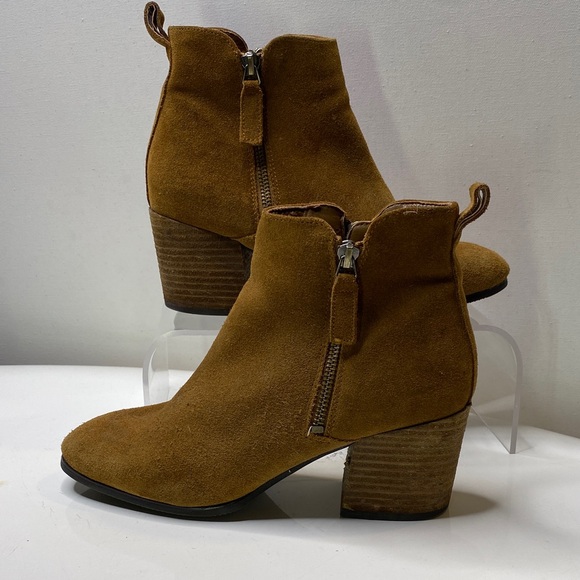Blondo Tan Leather Suede Waterproof Ankle Boots with Stacked Heel W 8 - Picture 1 of 10